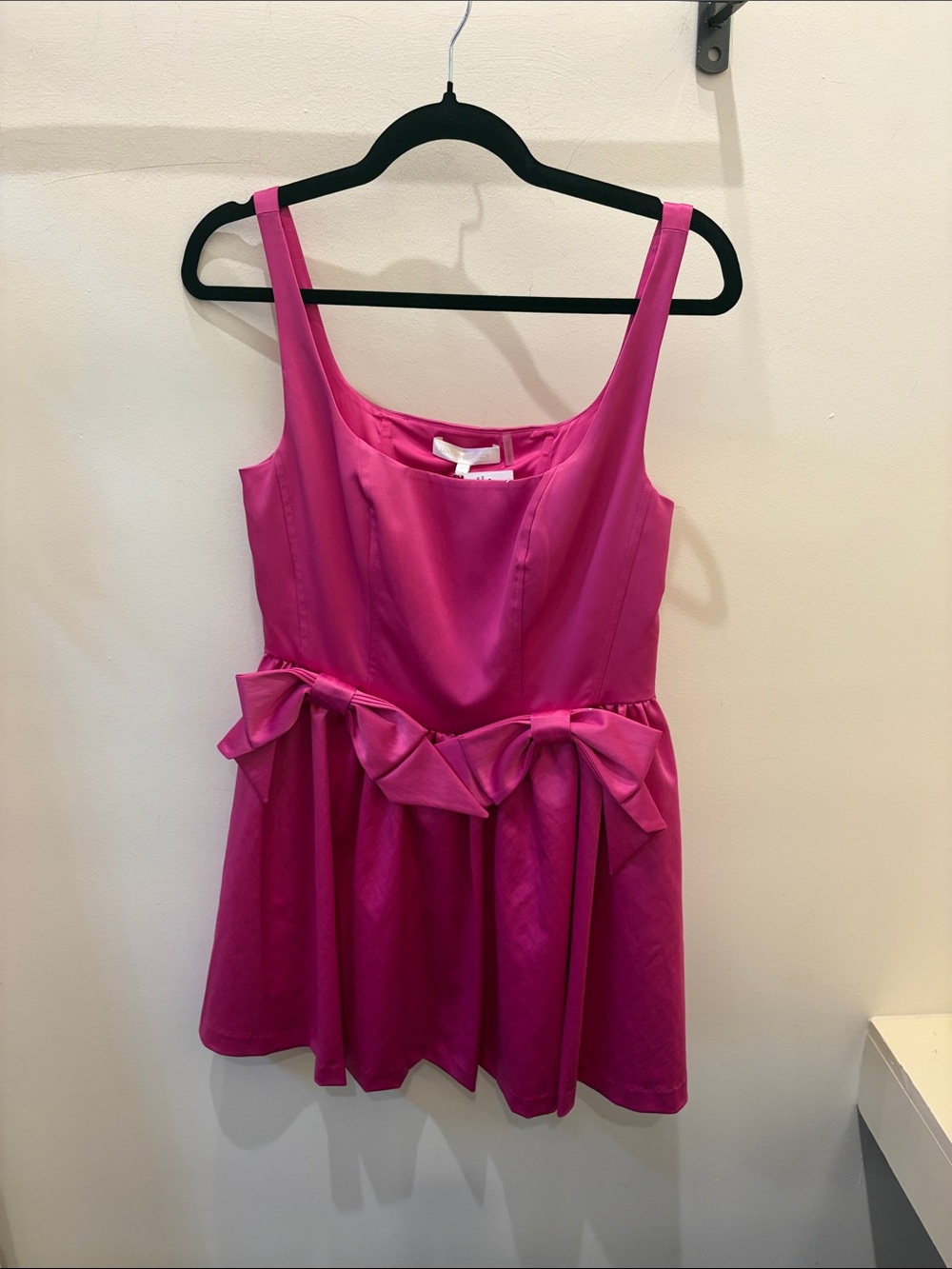 LoveShackFancy Hot Pink Bow-Waist Sleeveless Party Dress